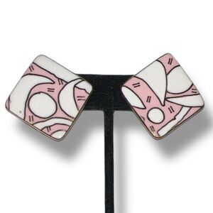 Bundle Sale 3 for $15 | Vintage Pink and White Abstract Earrings